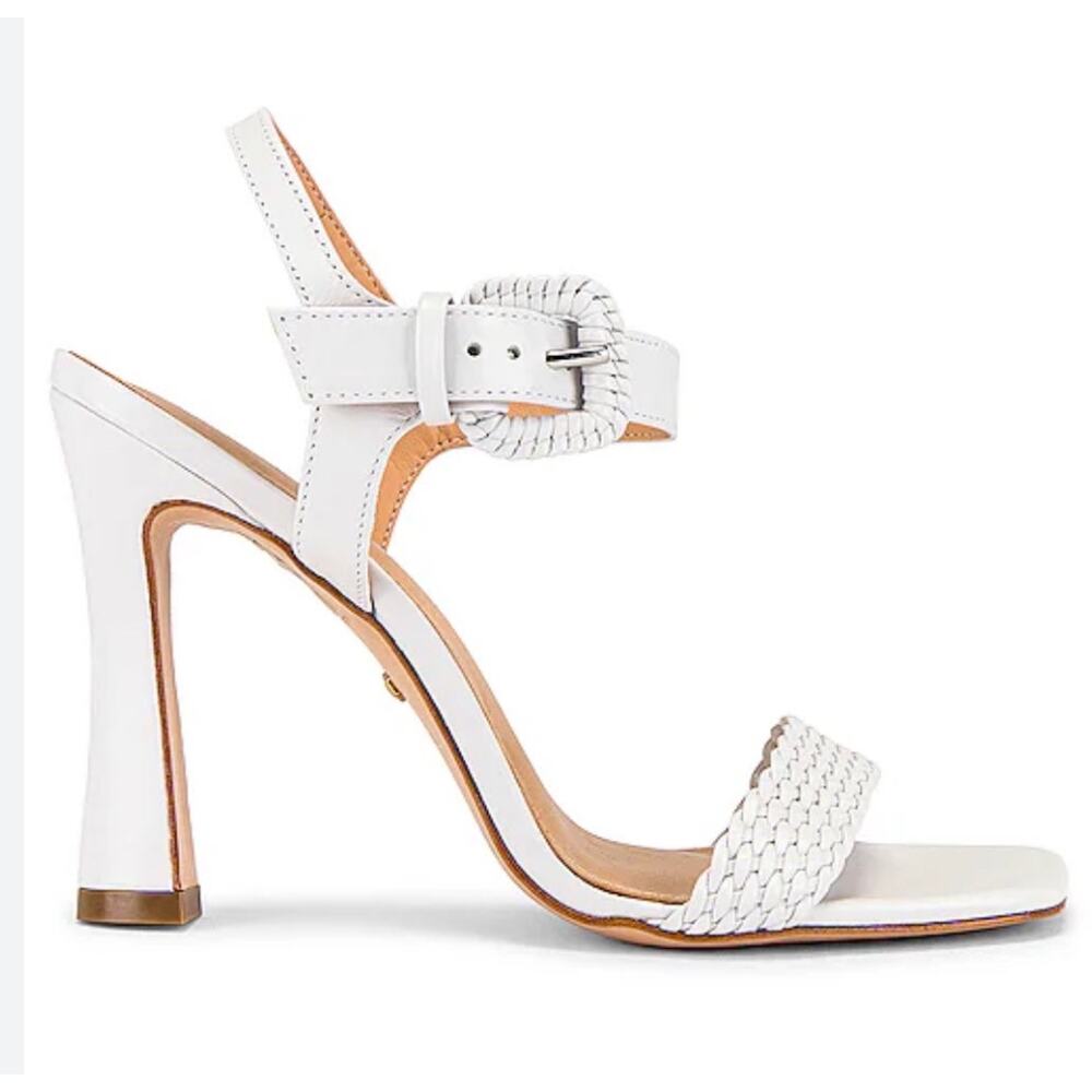 Revolve Raye Avra White Strappy Buckle Heeled Sandals Sz 7